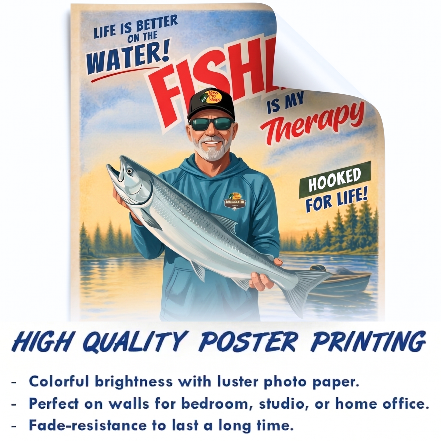 Custom Fishing Photo Retro Art - Personalized Poster