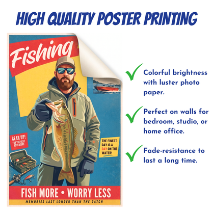 Custom Fishing Photo Retro Art - Personalized Poster