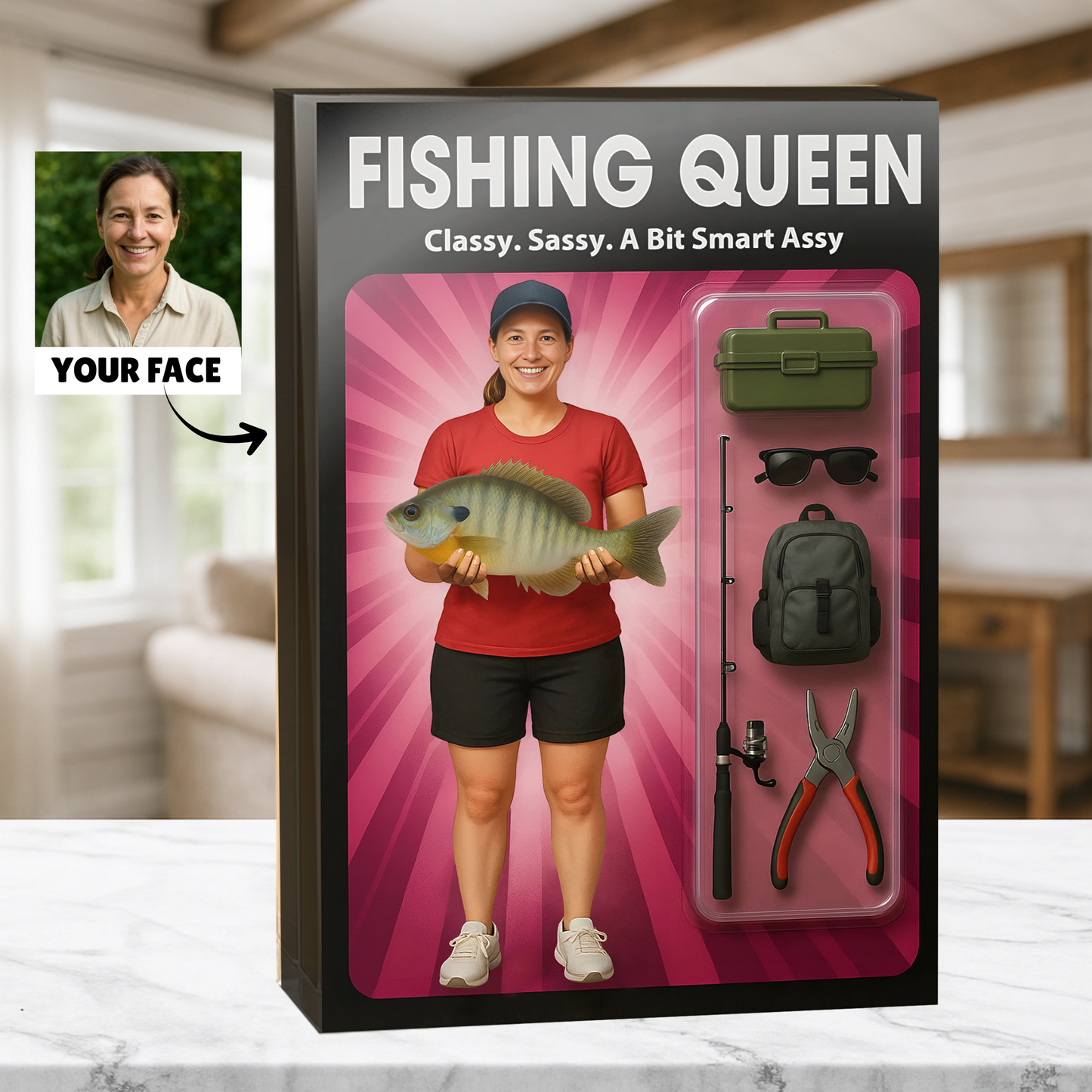 Fishing Queen - Custom Face Acrylic Plaque