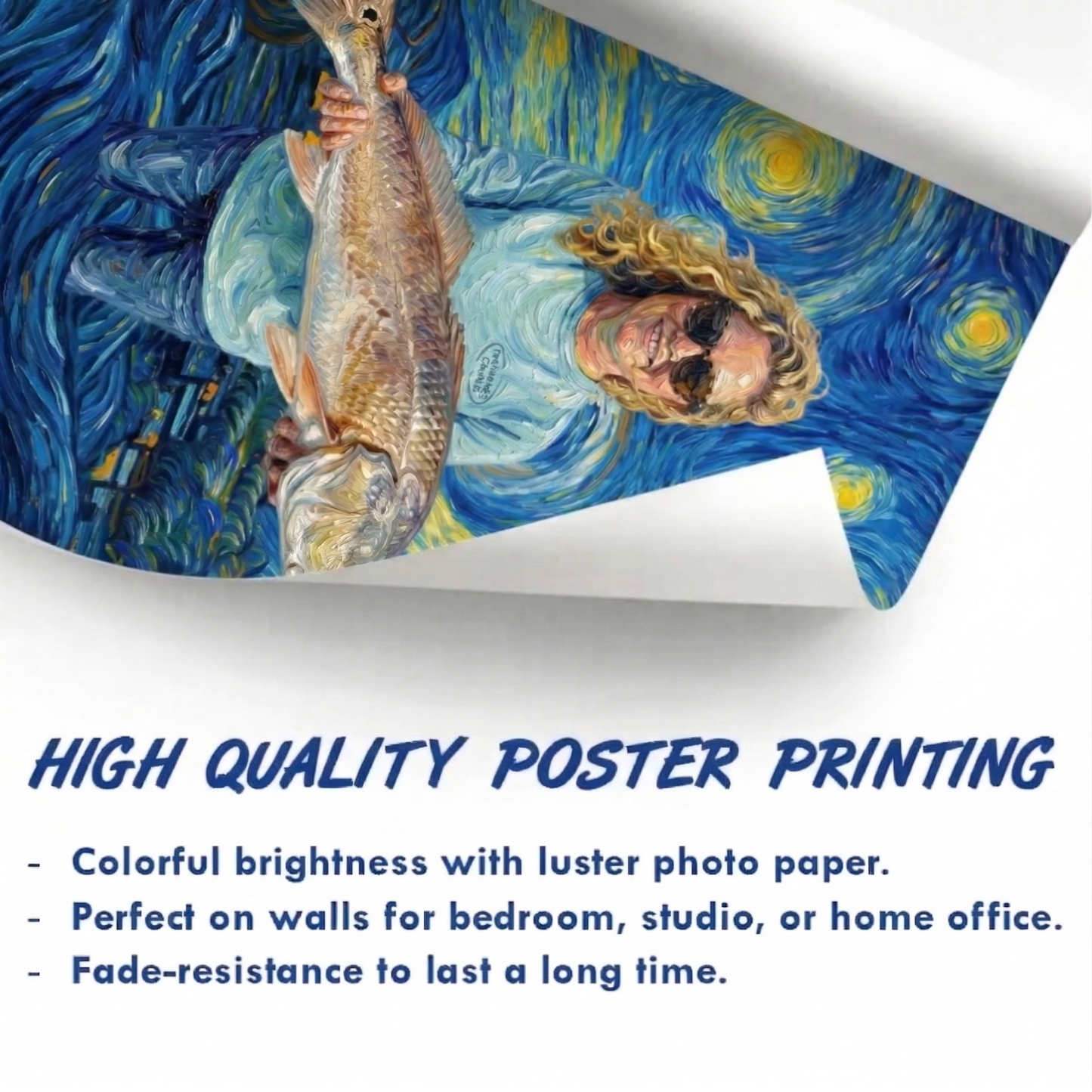 Custom Fishing Photo Starry Night - Personalized Poster