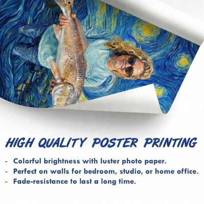 Custom Fishing Photo Starry Night - Personalized Poster