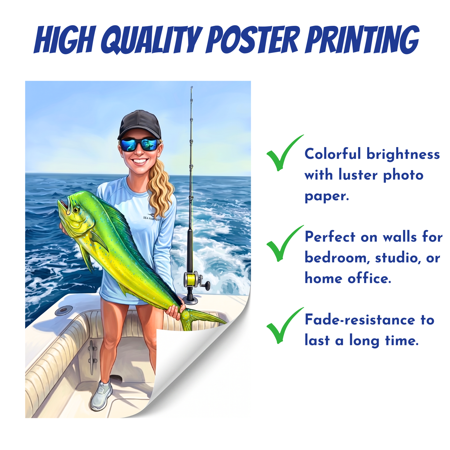 Caricature Art Personalized Fishing Poster
