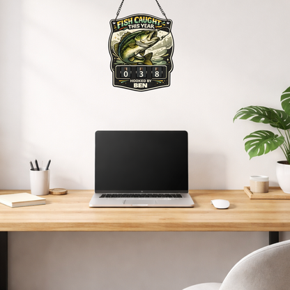 Personalized Fish Tracker – Model 3 (Wall Hanging & Tabletop Display)