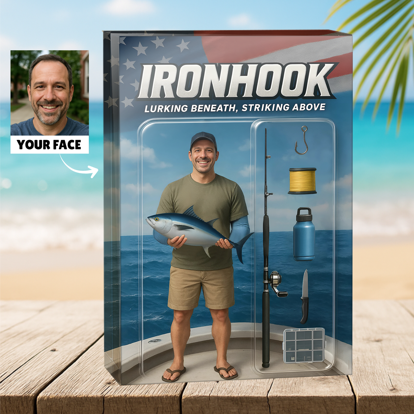 IronHook - Saltwater Fishing - Custom Face Acrylic Plaque