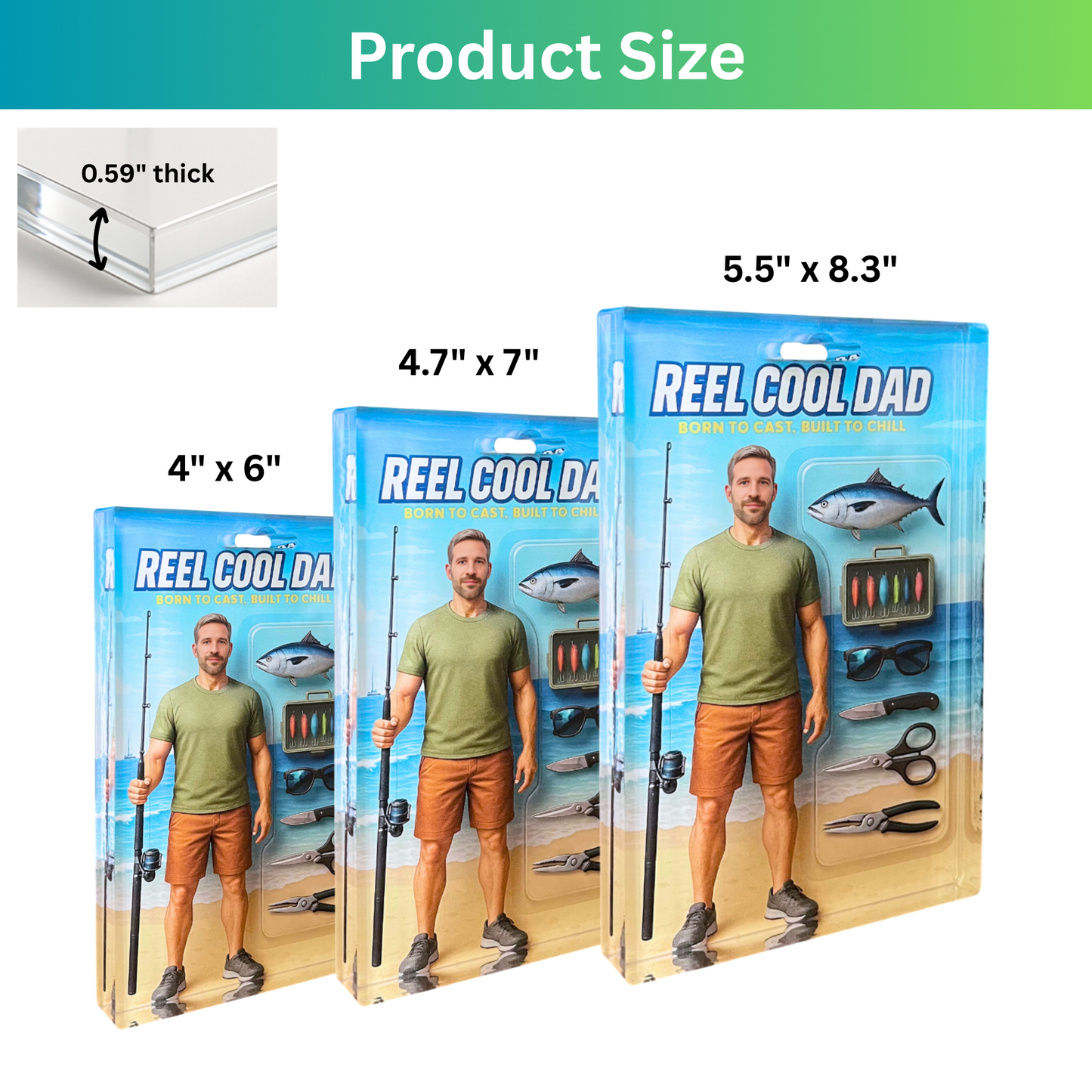 Reel Cool Dad Figure Acrylic Block | Beach Version