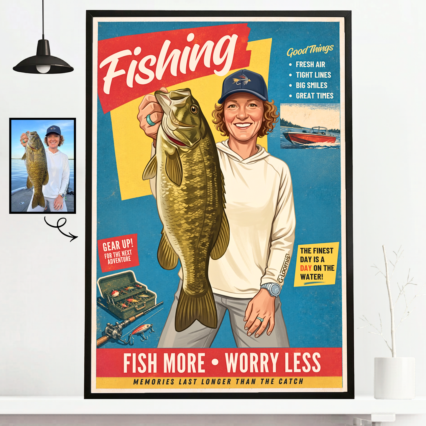 Custom Fishing Photo Retro Art - Personalized Poster
