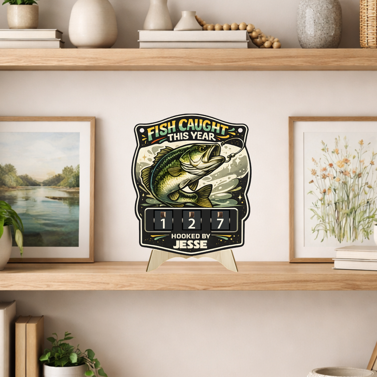 Personalized Fish Tracker – Model 3 (Wall Hanging & Tabletop Display)