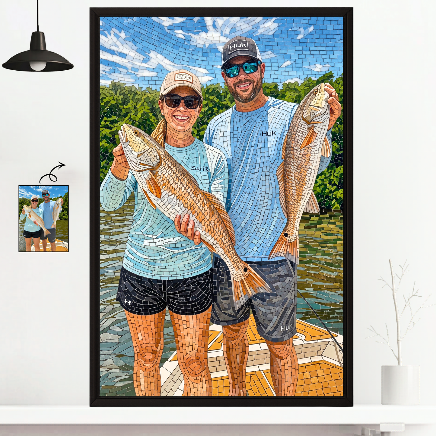 Mosaic Art Personalized Fishing Poster