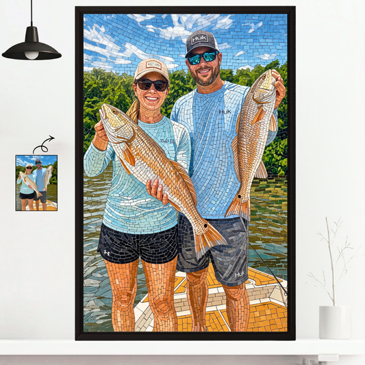Mosaic Art Personalized Fishing Poster