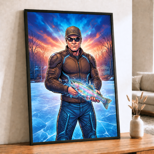 Comic Super Hero Personalized Fishing Poster