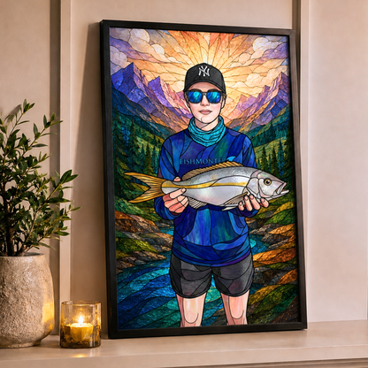 Stained Glass Art Personalized Fishing Poster