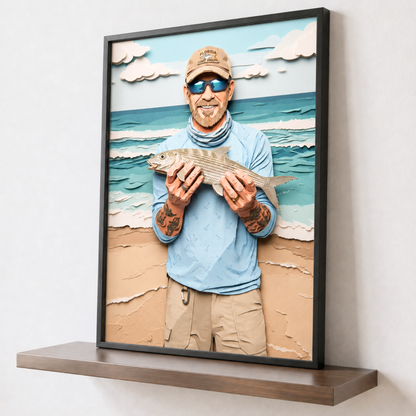Paper Cut Personalized Fishing Poster