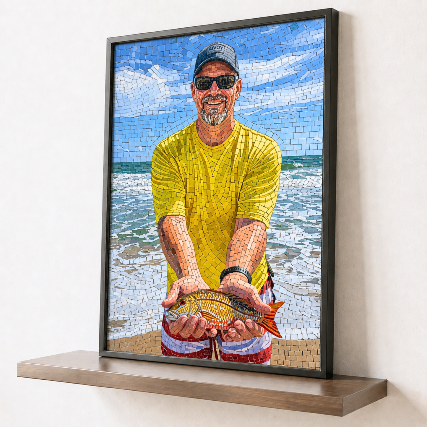 Mosaic Art Personalized Fishing Poster