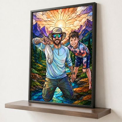 Stained Glass Art Personalized Fishing Poster