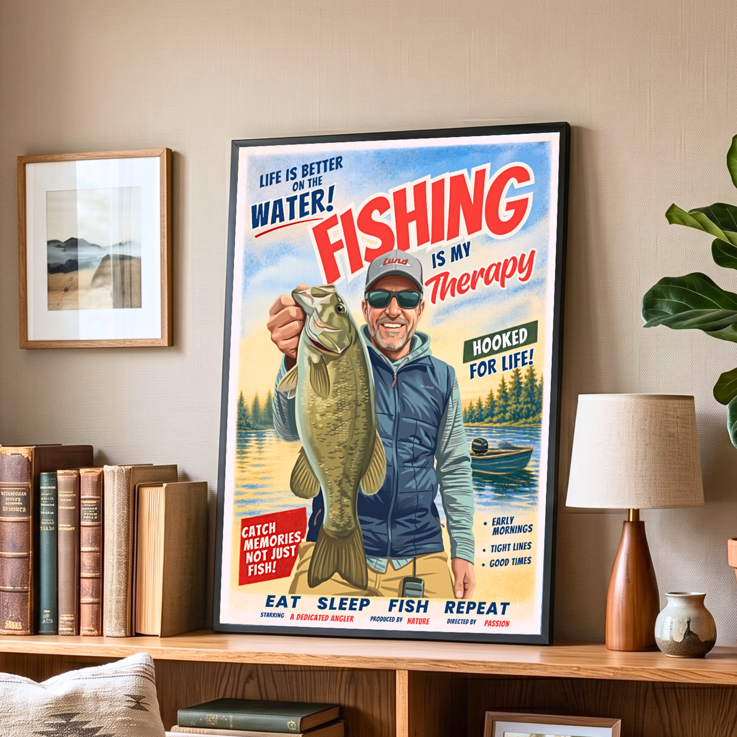 Custom Fishing Photo Retro Art - Personalized Poster