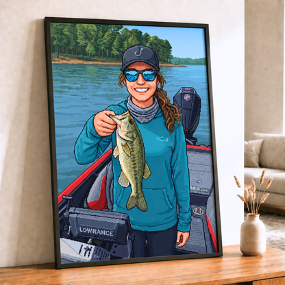 Pixel Art Personalized Fishing Poster