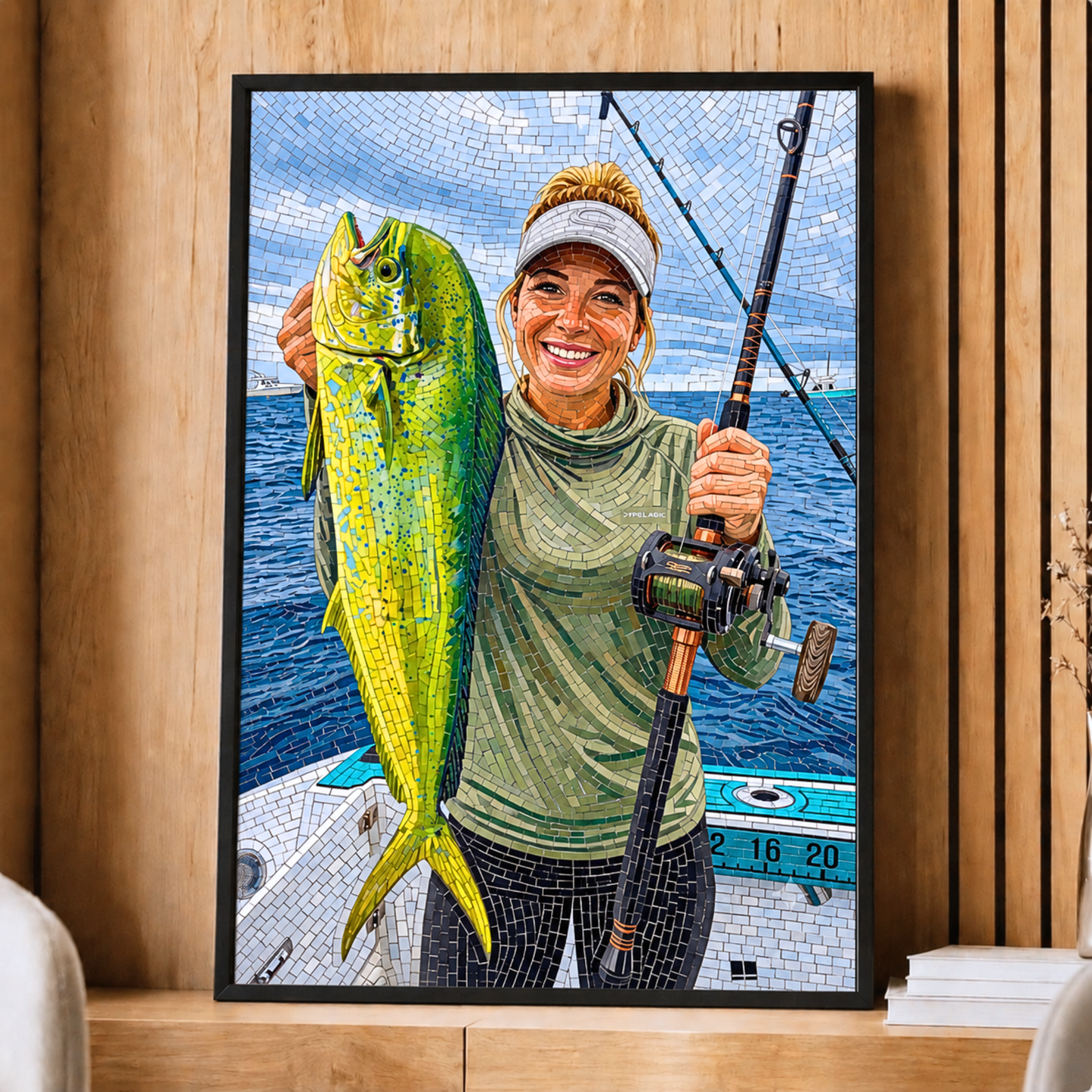 Mosaic Art Personalized Fishing Poster