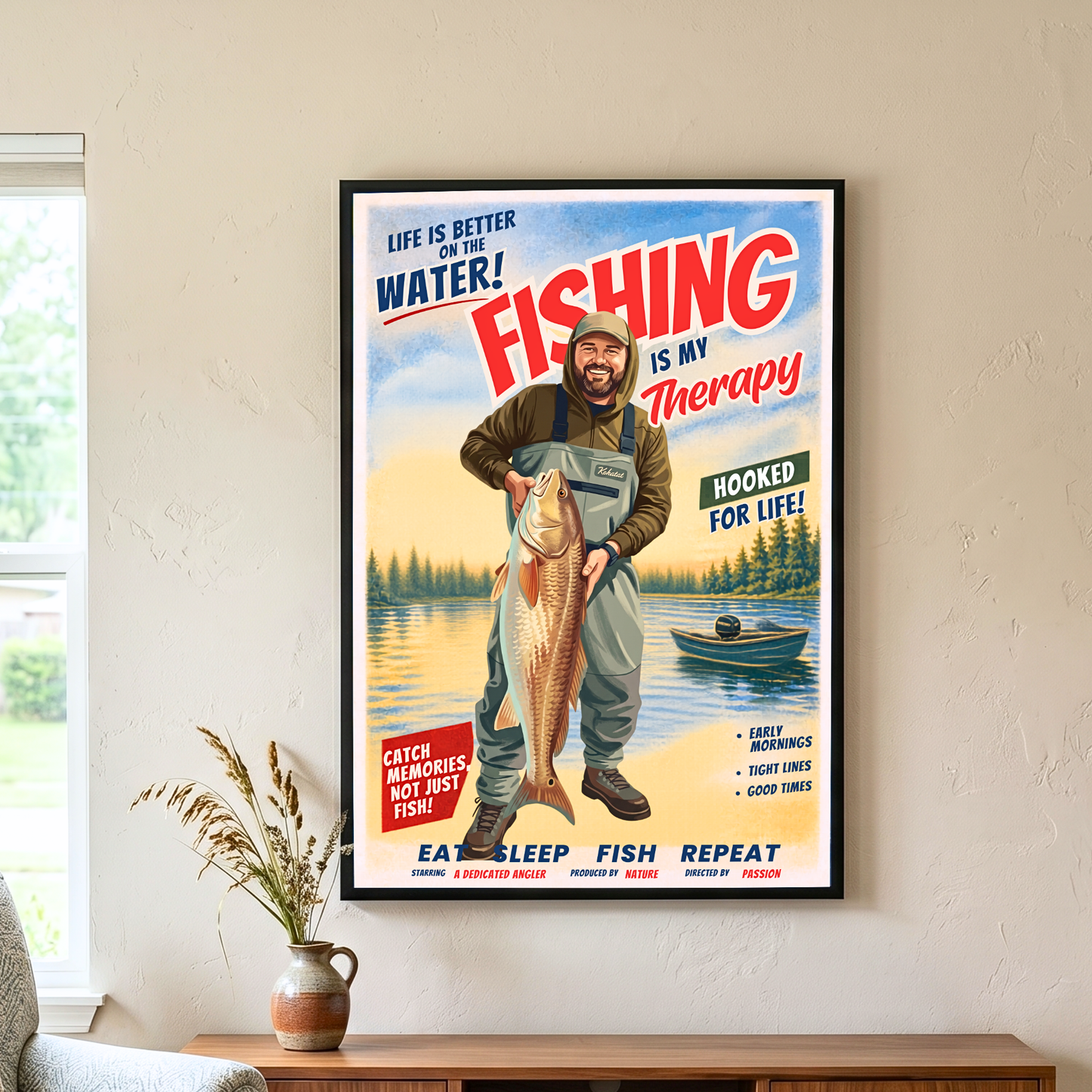 Custom Fishing Photo Retro Art - Personalized Poster