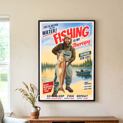 Custom Fishing Photo Retro Art - Personalized Poster