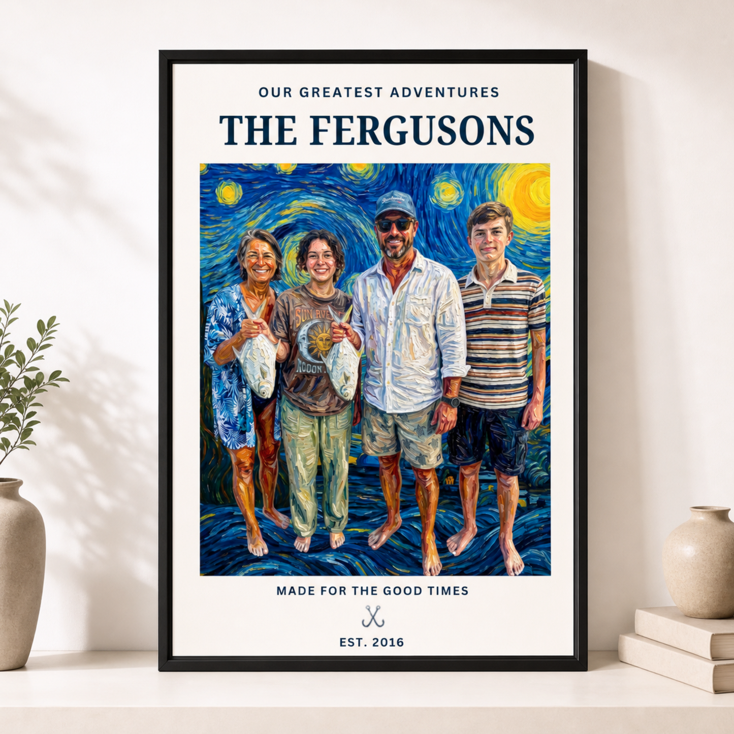 Custom Fishing Photo Starry Night Art - Personalized Poster