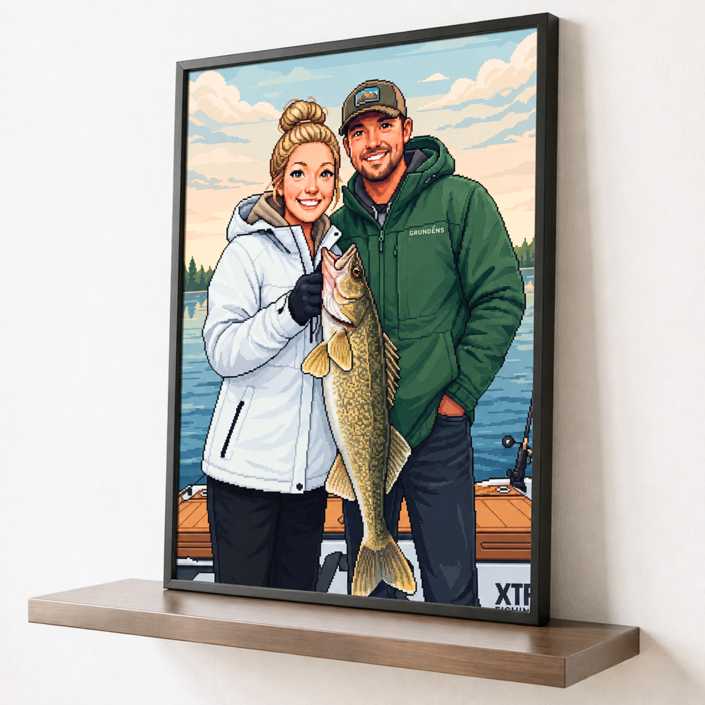 Pixel Art Personalized Fishing Poster