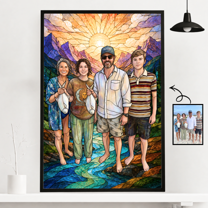 Custom Fishing Photo Stained Glass Art - Personalized Poster