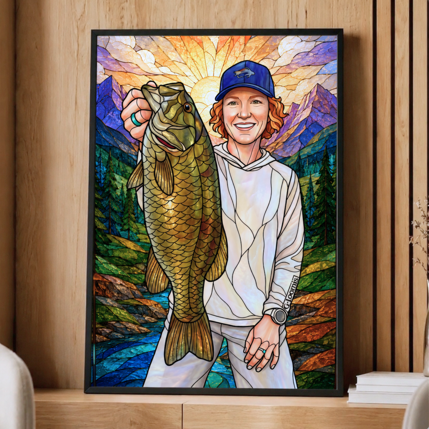 Custom Fishing Photo Stained Glass Art - Personalized Poster