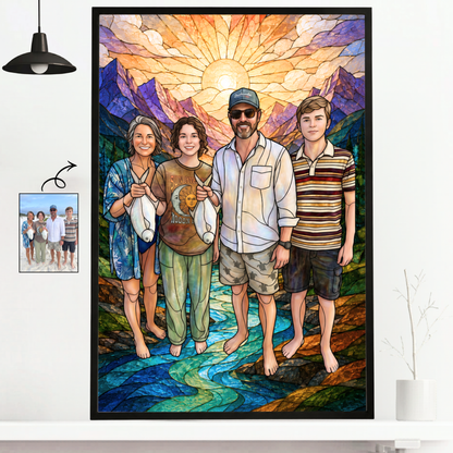 Stained Glass Art Personalized Fishing Poster