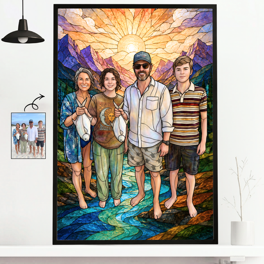 Stained Glass Art Personalized Fishing Poster