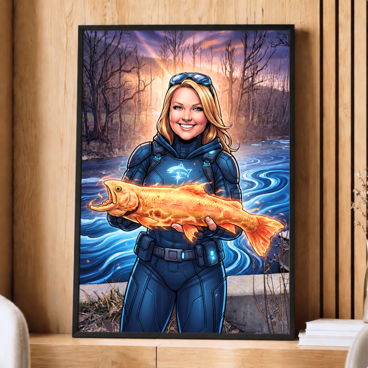 Comic Super Hero Personalized Fishing Poster