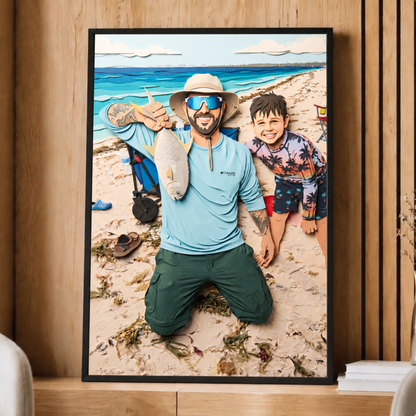 Paper Cut Personalized Fishing Poster