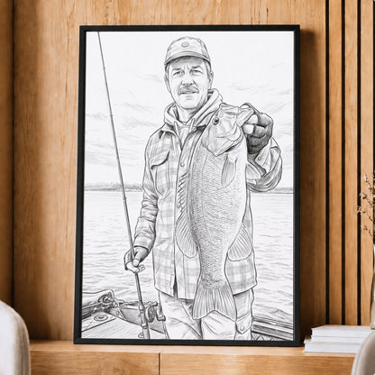 Pencil Sketch Personalized Fishing Poster