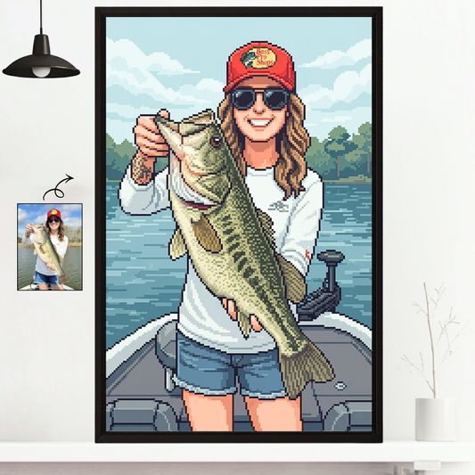 Pixel Art Personalized Fishing Poster