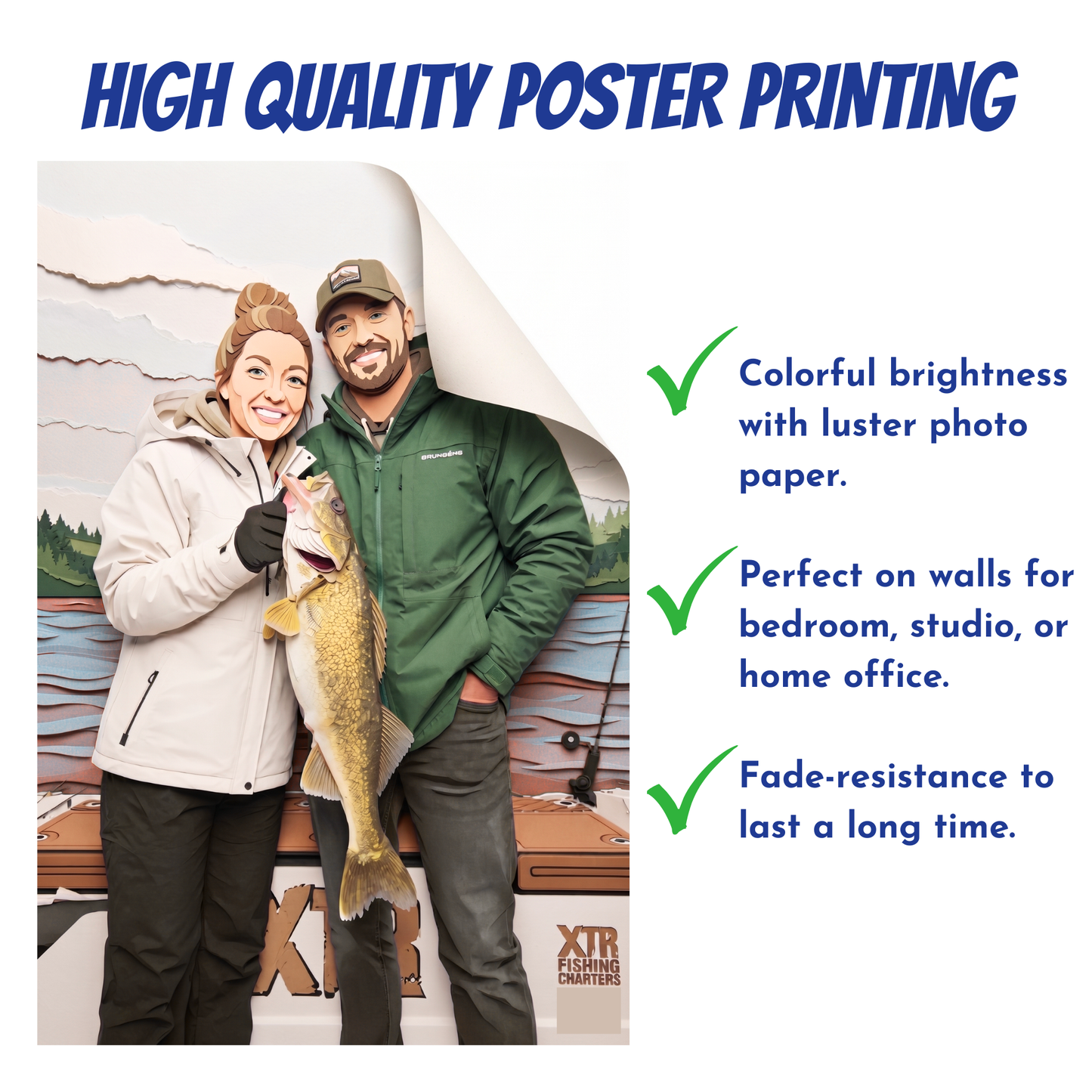 Paper Cut Personalized Fishing Poster