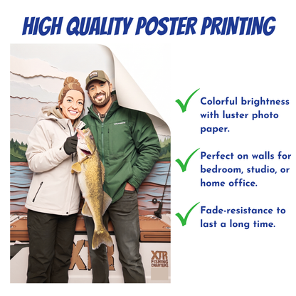 Paper Cut Personalized Fishing Poster