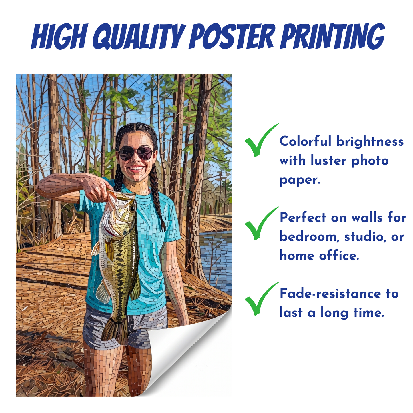 Mosaic Art Personalized Fishing Poster