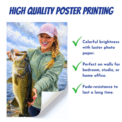 Oil Painting Art Personalized Fishing Poster
