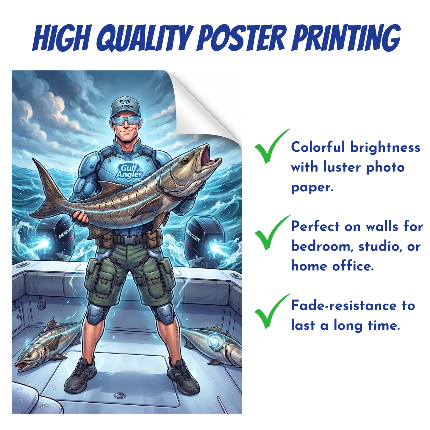 Comic Super Hero Personalized Fishing Poster
