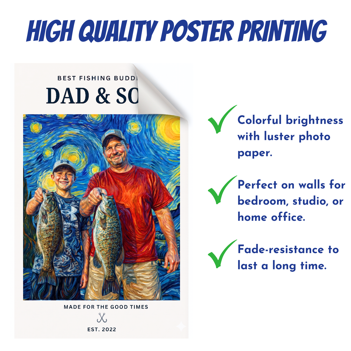 Custom Fishing Photo Starry Night Art - Personalized Poster