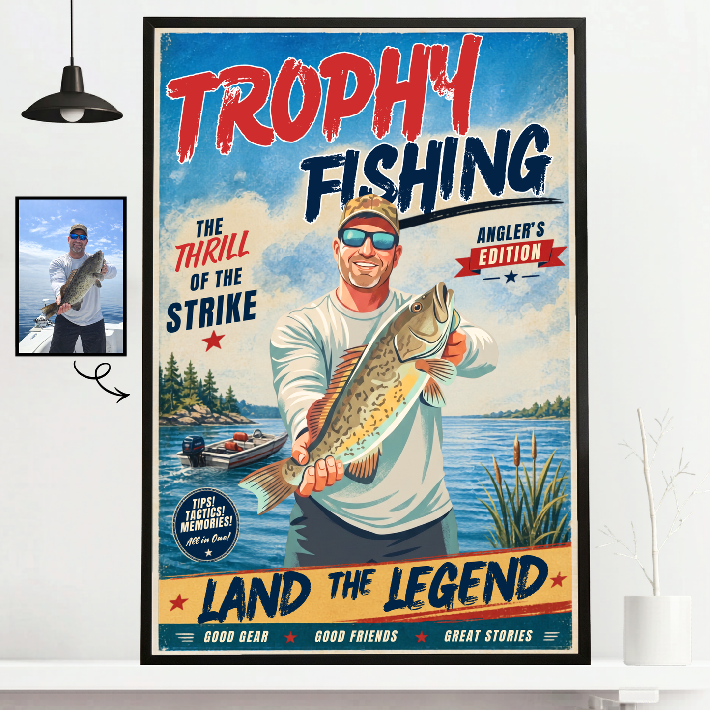 Custom Fishing Photo Retro Art - Personalized Poster