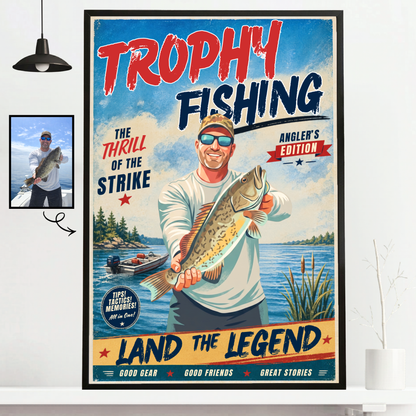 Custom Fishing Photo Retro Art - Personalized Poster