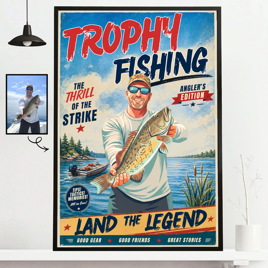 Custom Fishing Photo Retro Art - Personalized Poster