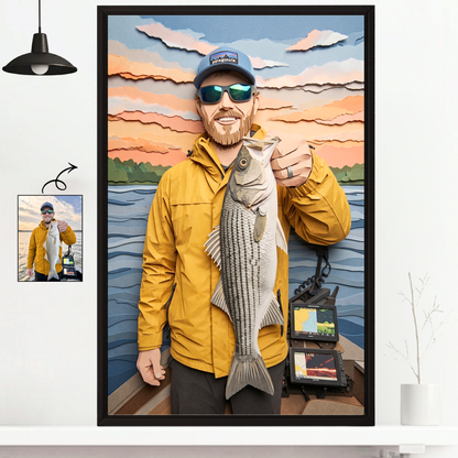 Paper Cut Personalized Fishing Poster