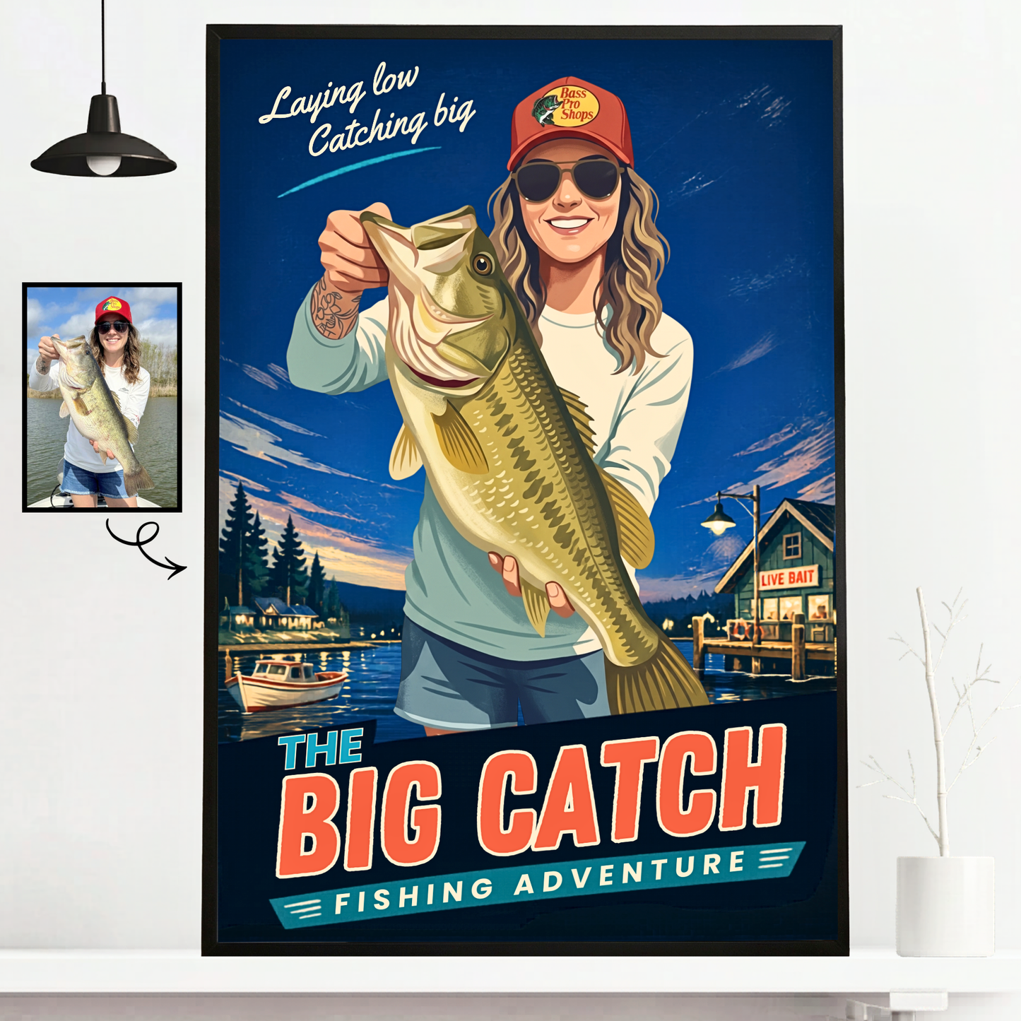 Custom Fishing Photo Retro Art - Personalized Poster