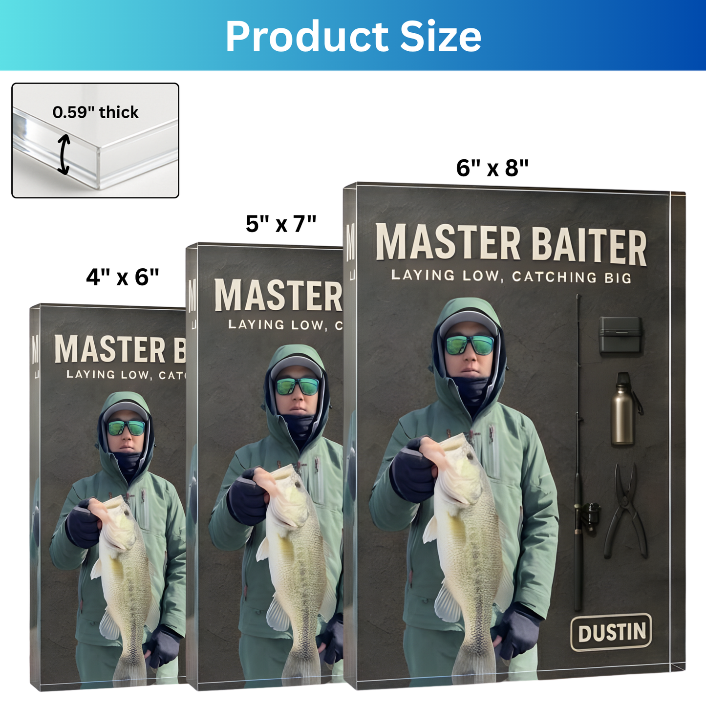 Custom Fishing Photo & Custon Name Acrylic Plaque - Personalized Gift For Avid Fisherman