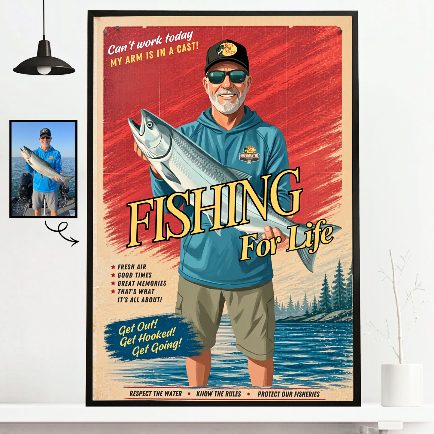 Custom Fishing Photo Retro Art - Personalized Poster