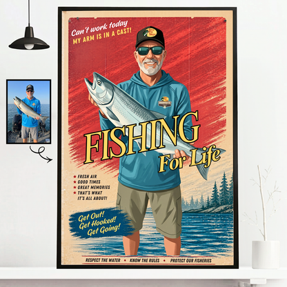 Custom Fishing Photo Retro Art - Personalized Poster