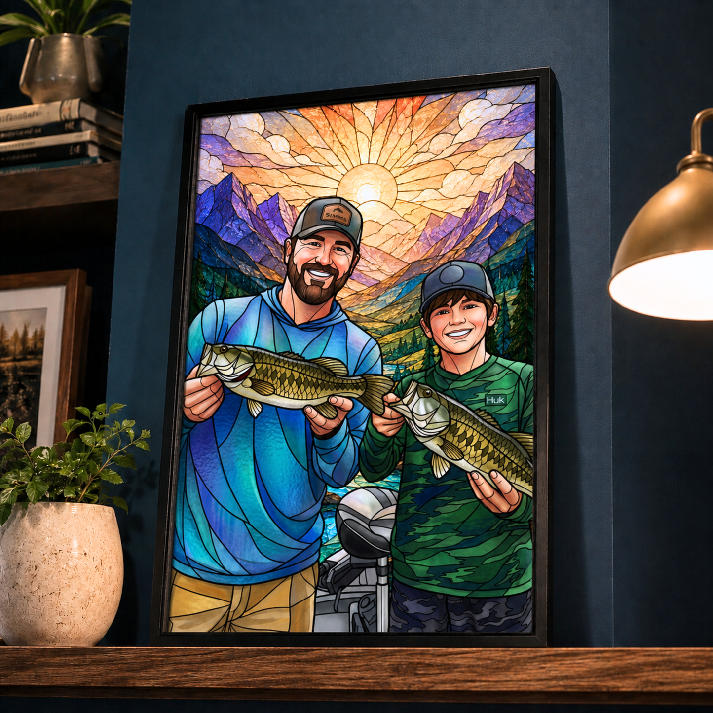 Stained Glass Art Personalized Fishing Poster