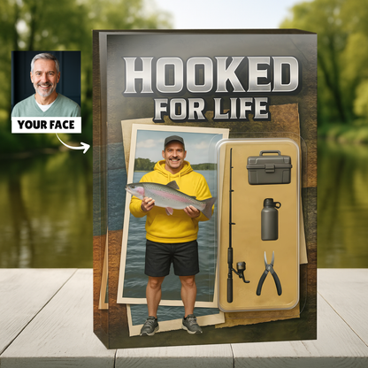 Hooked For Life - Custom Face Acrylic Plaque