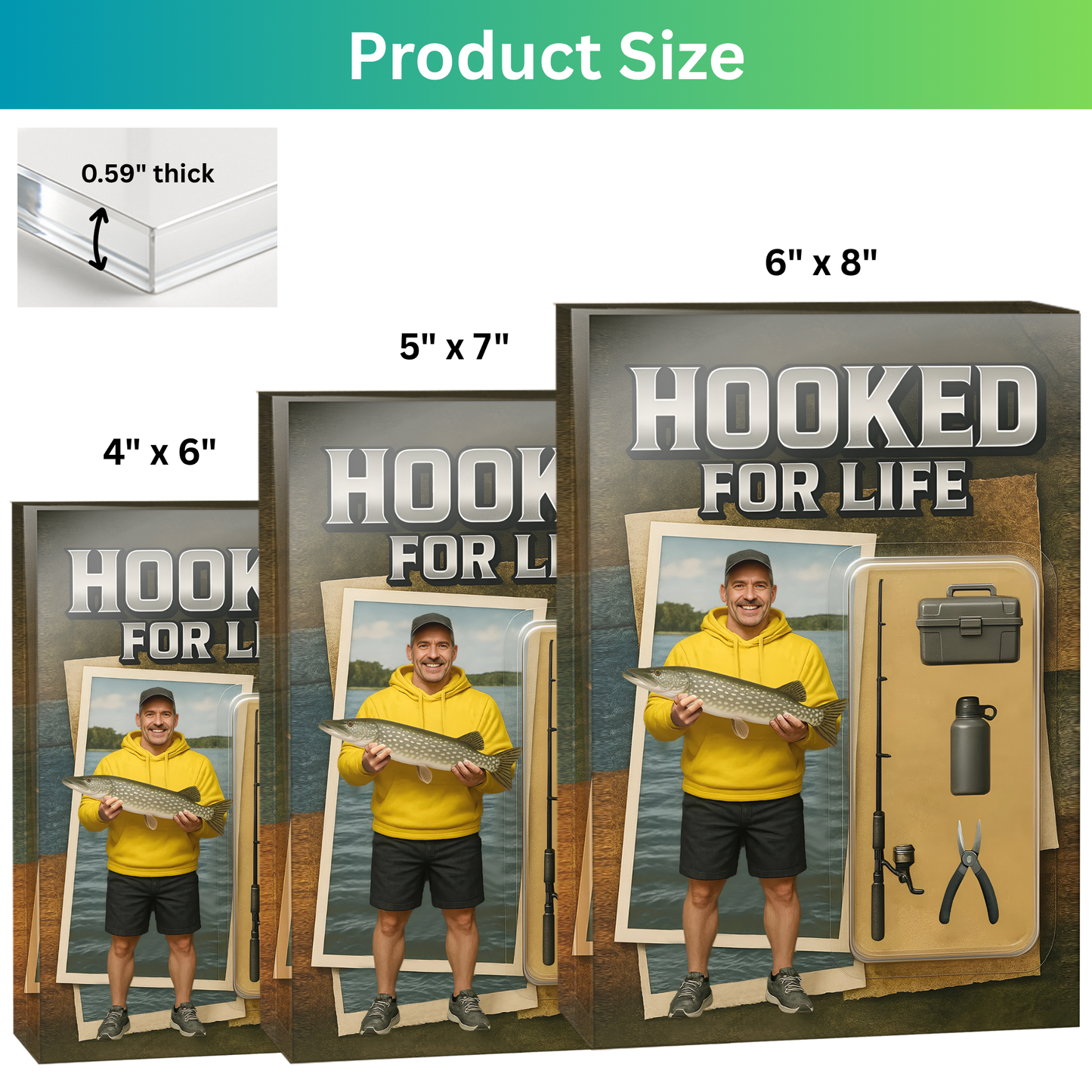 Hooked For Life - Custom Face Acrylic Plaque